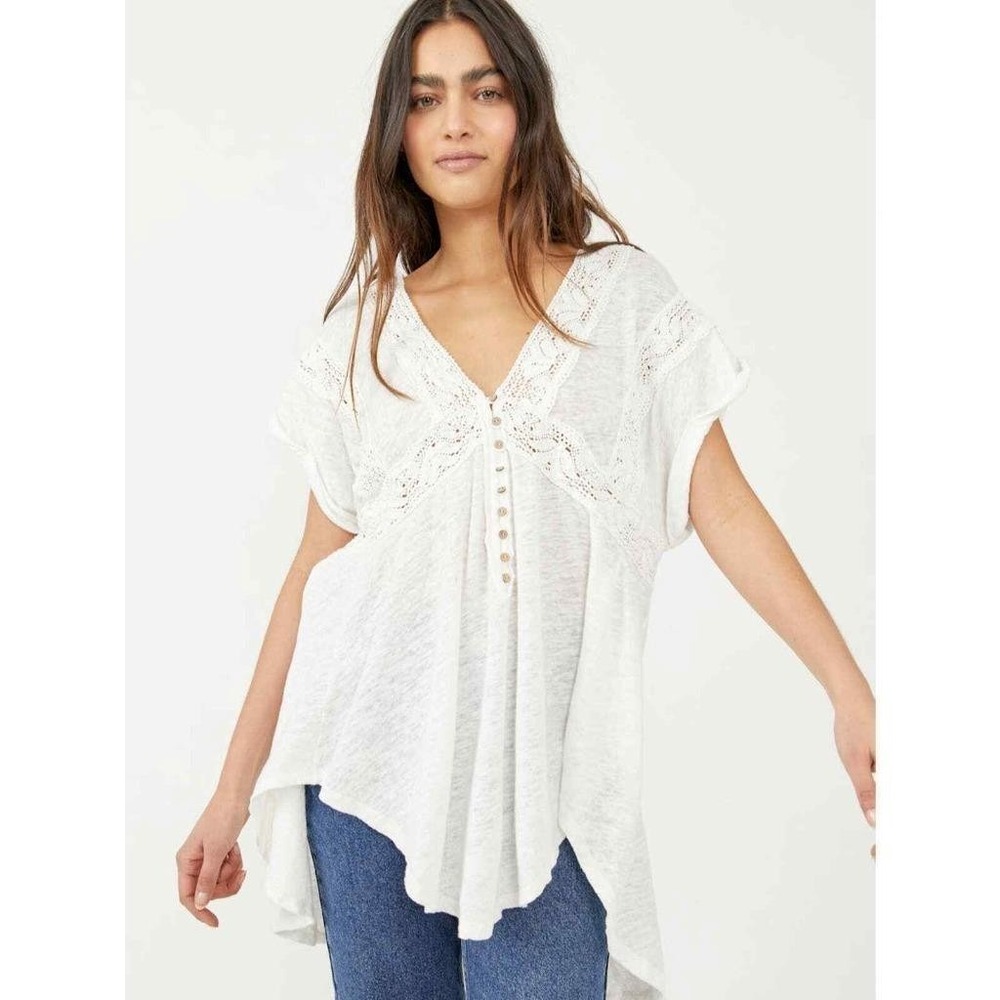 Free People Way Out There Tunic Top Crochet Boho Hippie